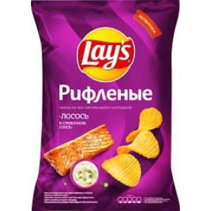 Чипсы Лейз 140г Рифлен. Лосось слив соус 1/19