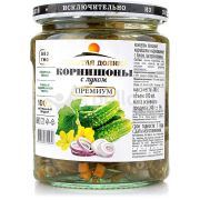 Корнишоны 500г ст/б с лучком 1/12 Зол. Дол